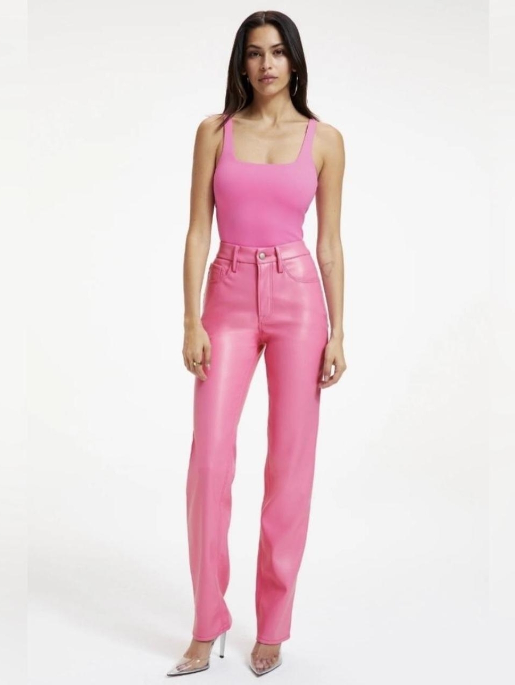 Good American Good Icon Better Than Leather Sorority Pink Pants 14